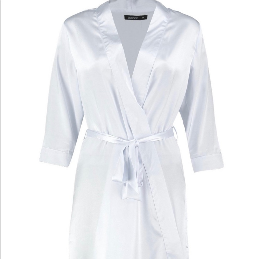 NWT Medium light pale ice  blue silky robe